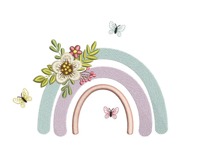 Floral Rainbow Embroidery Design, 4 sizes, Instant Download Embroidery/Applique DESIGNS Nino Nadaraia 