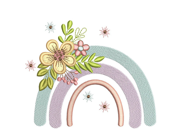 Floral Rainbow Embroidery Design, 5 Sizes, Instant Download Embroidery/Applique DESIGNS Nino Nadaraia 
