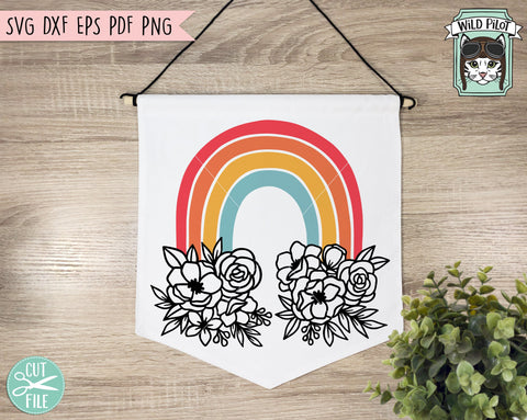 Floral Rainbow SVG file, Flower Rainbow cut file, Pride svg, Love, Pride Rainbow svg file, Boho Rainbow svg, Rainbow Baby svg, Black White Rainbow svg SVG Wild Pilot 