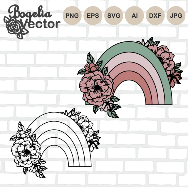 Floral Rainbow Svg, Flower Rainbow Svg, Boho Svg, Rainbow Baby, Pride SVG BogeliaVector 