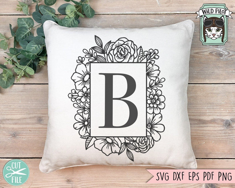 Floral Rectangle Monogram Frame Svg Cut File So Fontsy