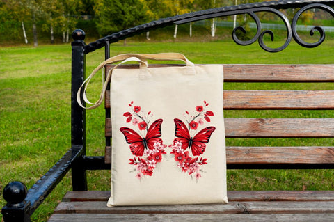 Floral Red Butterfly Couple Clipart Bundle Sublimation Regulrcrative 