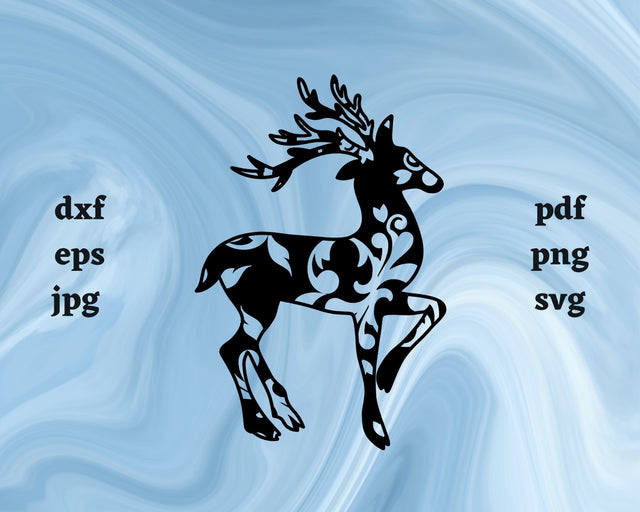 Floral Reindeer SVG Cut File SVG Northern Light SVG 