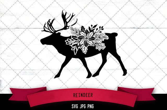 Floral reindeer svg, Reindeer svg, winter svg, Christmas holiday, reindeer antlers svg, cut files for cricut SVG Loveleen Kaur 