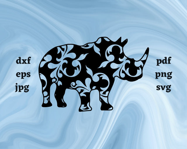 Floral Rhinoceros SVG Cut File SVG Northern Light SVG 