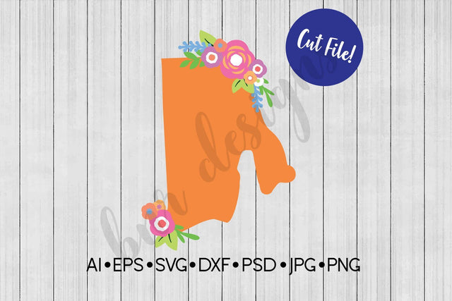 Floral Rhode Island SVG SVG BNRDesignShop 