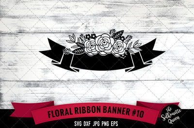 Floral Ribbon 10 Vector Silhouette File SVG Loveleen Kaur 