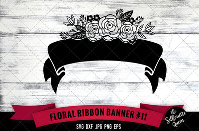 Floral Ribbon 11 Vector Silhouette File SVG Loveleen Kaur 