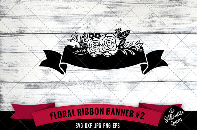 Floral Ribbon 2 Vector Silhouette File SVG Loveleen Kaur 