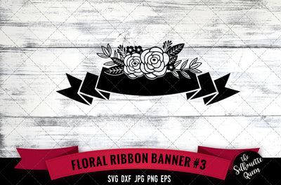 Floral Ribbon 3 Vector Silhouette File SVG Loveleen Kaur 