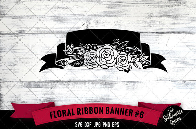 Floral Ribbon 6 Vector Silhouette File SVG Loveleen Kaur 
