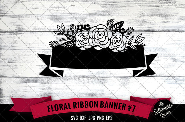 Floral Ribbon 7 Vector Silhouette File SVG Loveleen Kaur 