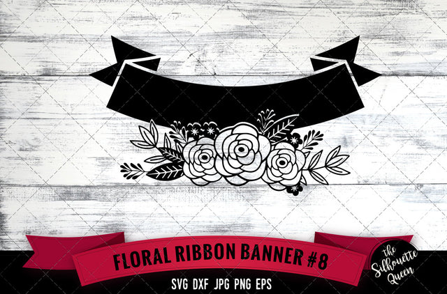 Floral Ribbon 8 Vector Silhouette File SVG Loveleen Kaur 