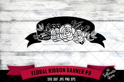 Floral Ribbon 9 Vector Silhouette File SVG Loveleen Kaur 