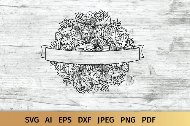 Floral Ribbon Banner svg SVG Elinorka 