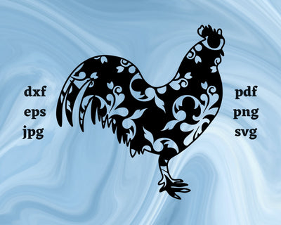 Floral Rooster SVG Cut File SVG Northern Light SVG 