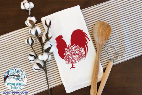 Floral Rooster SVG SVG Wispy Willow Designs 