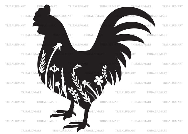 Floral Rooster SVG TribaliumArtSF 