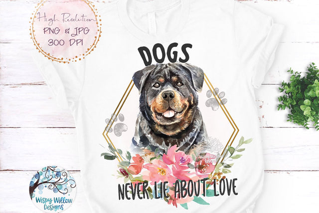 Floral Rottweiler Dog Sublimation Png Sublimation Wispy Willow Designs 
