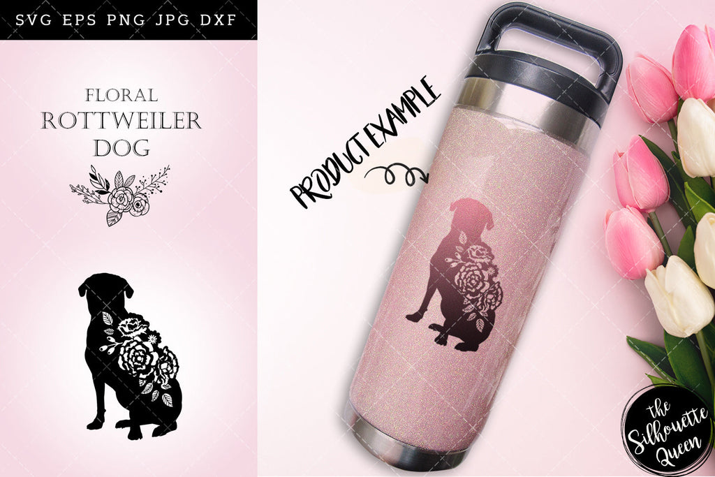 Floral Rottweiler Dog svg file for cricut, for silhouette, cut eps ...