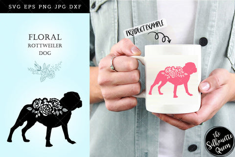 Floral Rottweiler Dog svg file for cricut, for silhouette, cut eps, cutting png, cuttable dxf, Instant Download design SVG Loveleen Kaur 