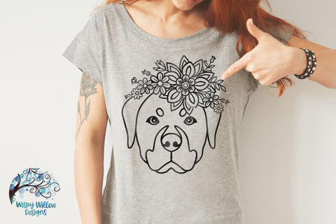 Floral Rottweiler Dog SVG SVG Wispy Willow Designs 