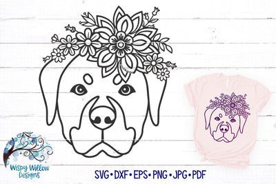 Floral Rottweiler Dog SVG SVG Wispy Willow Designs 
