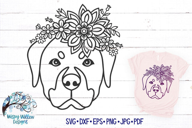 Floral Rottweiler Dog SVG SVG Wispy Willow Designs 