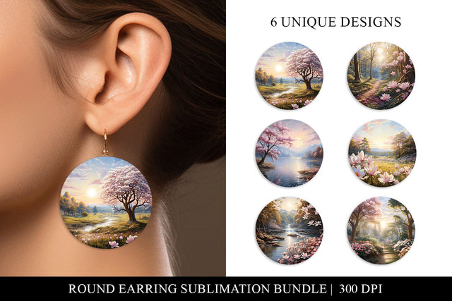 Floral Round Earring Sublimation Design Bundle Sublimation BijouBay 