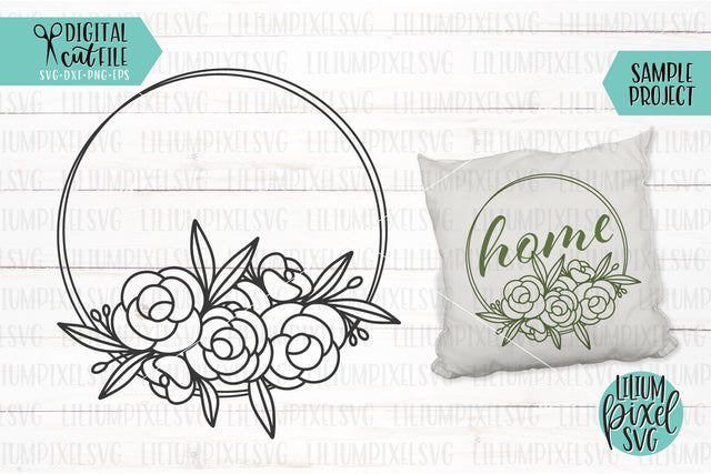 Floral Round Frame SVG Lilium Pixel SVG 