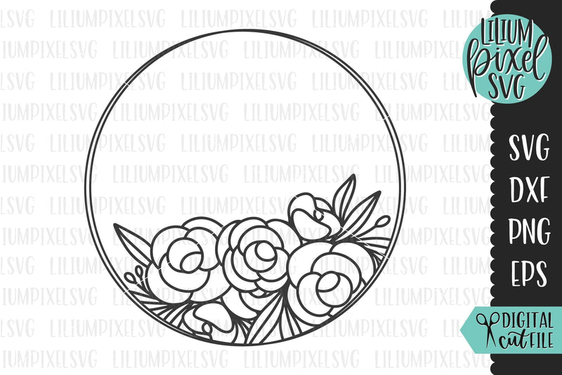 Floral Round Frame SVG Lilium Pixel SVG 