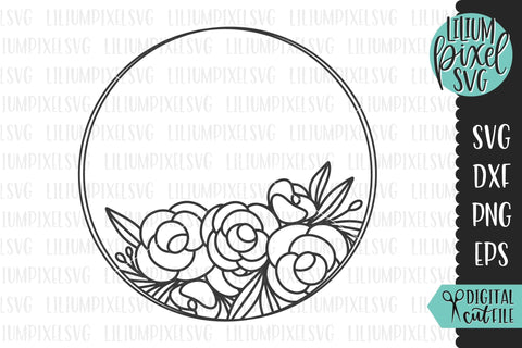 Floral Round Frame SVG Lilium Pixel SVG 