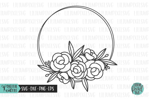 Floral Round Frame SVG Lilium Pixel SVG 