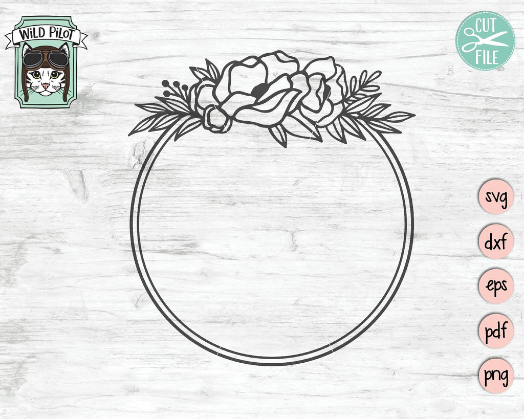 Floral Round Monogram Frames SVG Cut File - So Fontsy