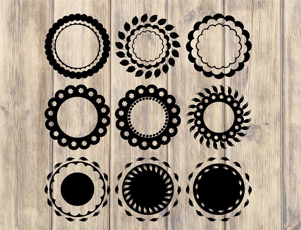 Floral Round Monogram Frames Svg Design - So Fontsy