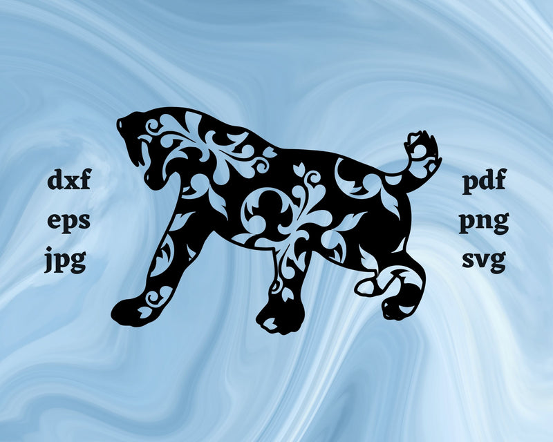 Floral Sabretooth Tiger SVG Cut File SVG Northern Light SVG 