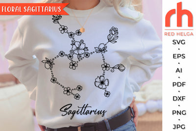 Floral Sagittarius SVG - Flower Zodiac Cut File SVG RedHelgaArt 
