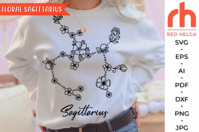 Floral Sagittarius SVG - Flower Zodiac Cut File SVG RedHelgaArt 