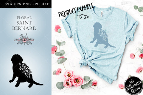 Floral Saint Bernard Dog svg file for cricut, for silhouette, cut eps, cutting png, cuttable dxf, Instant Download design SVG Loveleen Kaur 