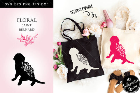 Floral Saint Bernard Dog svg file for cricut, for silhouette, cut eps, cutting png, cuttable dxf, Instant Download design SVG Loveleen Kaur 