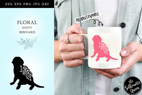 Floral Saint Bernard Dog svg file for cricut, for silhouette, cut eps, cutting png, cuttable dxf, Instant Download design SVG Loveleen Kaur 