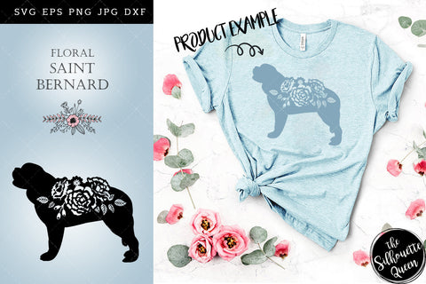 Floral Saint Bernard Dog svg file for cricut, for silhouette, cut eps, cutting png, cuttable dxf, Instant Download design SVG Loveleen Kaur 