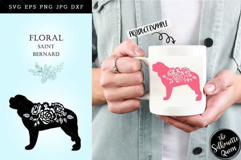 Floral Saint Bernard Dog svg file for cricut, for silhouette, cut eps, cutting png, cuttable dxf, Instant Download design SVG Loveleen Kaur 