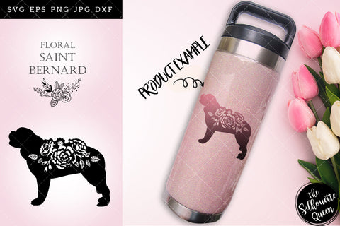 Floral Saint Bernard Dog svg file for cricut, for silhouette, cut eps, cutting png, cuttable dxf, Instant Download design SVG Loveleen Kaur 