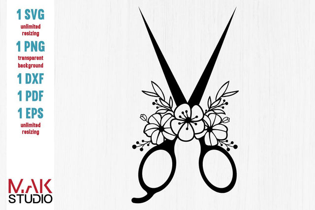 Floral scissors svg - Floral scissors svg file - Floral scissors dxf - Hair stylist svg - Scissors floral svg SVG MAKStudion 