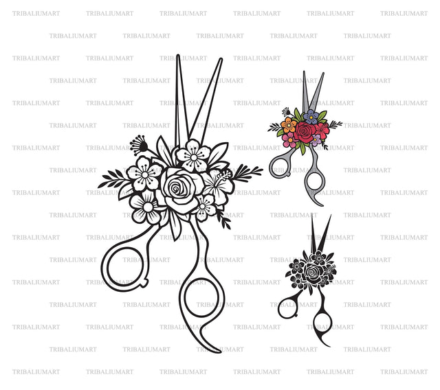 Floral Scissors SVG TribaliumArtSF 