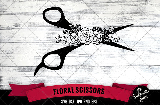 Floral Scissors Vector Silhouette File SVG Loveleen Kaur 