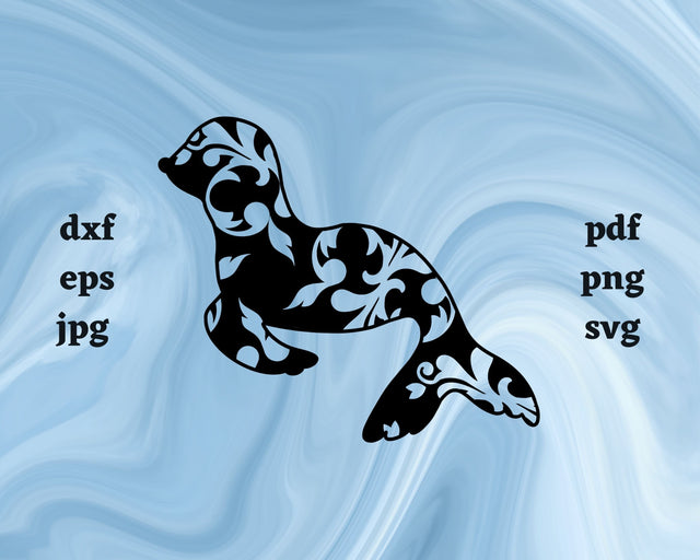 Floral Sea Lion SVG Cut File SVG Northern Light SVG 
