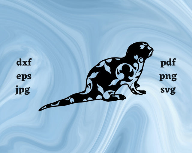 Floral Sea Otter SVG Cut File SVG Northern Light SVG 