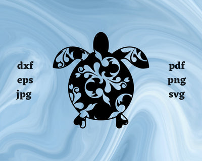 Floral Sea Turtle SVG Cut File SVG Northern Light SVG 